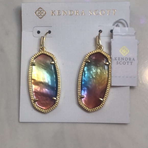 Kendra Scott 14k Gold Plated Elle Drop Earrings Yellow Watercolor Illusion NWT - Picture 10 of 13